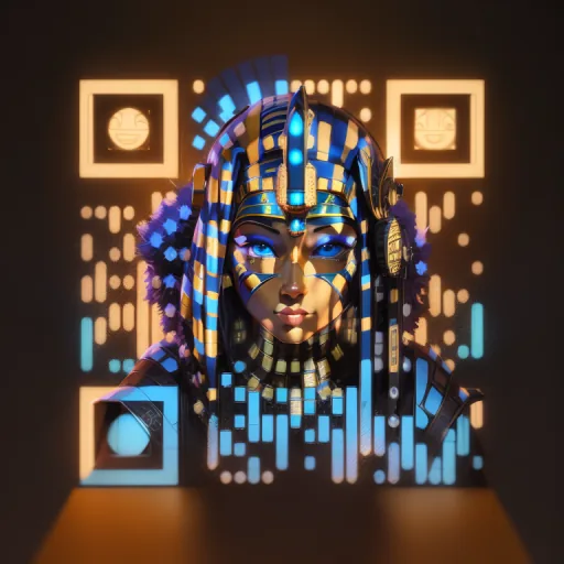 A pharaoh's face rendered as a scannable QR code