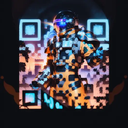 An astronaut rendered as a scannable AI ArtQR code